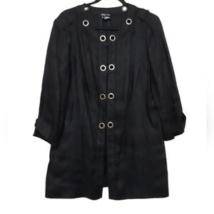 Etcetera tunic jacket women 14 black linen blend lagenlook preppy grunge event
